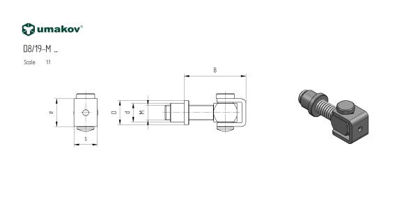 Adjustable hinge for weld connection M16, AISI 304 - Image 3