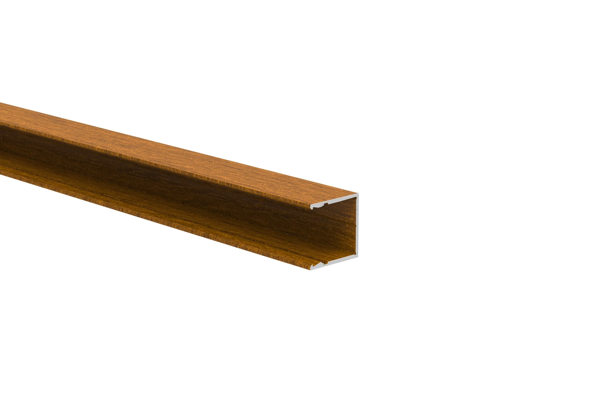 Aluminium fence adapter for 20 mm infills and façade system, 25 × 25 – 6.0 m – wood decor Golden Oak – W03