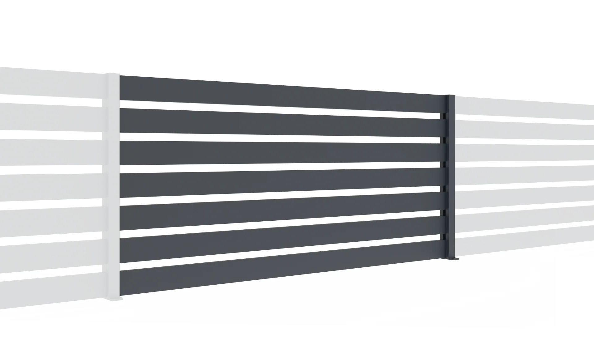 Aluminium Fence assembly with a slat 20x100, 0,9x2m