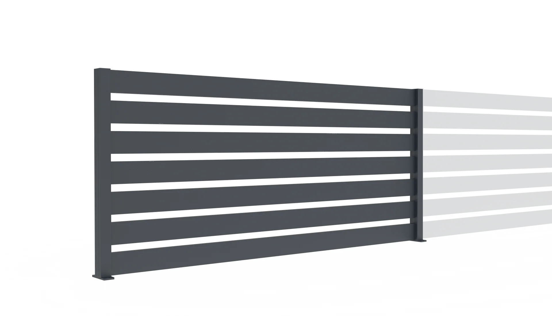 Aluminium Fence assembly with a slat 20x100, 0,9x2m