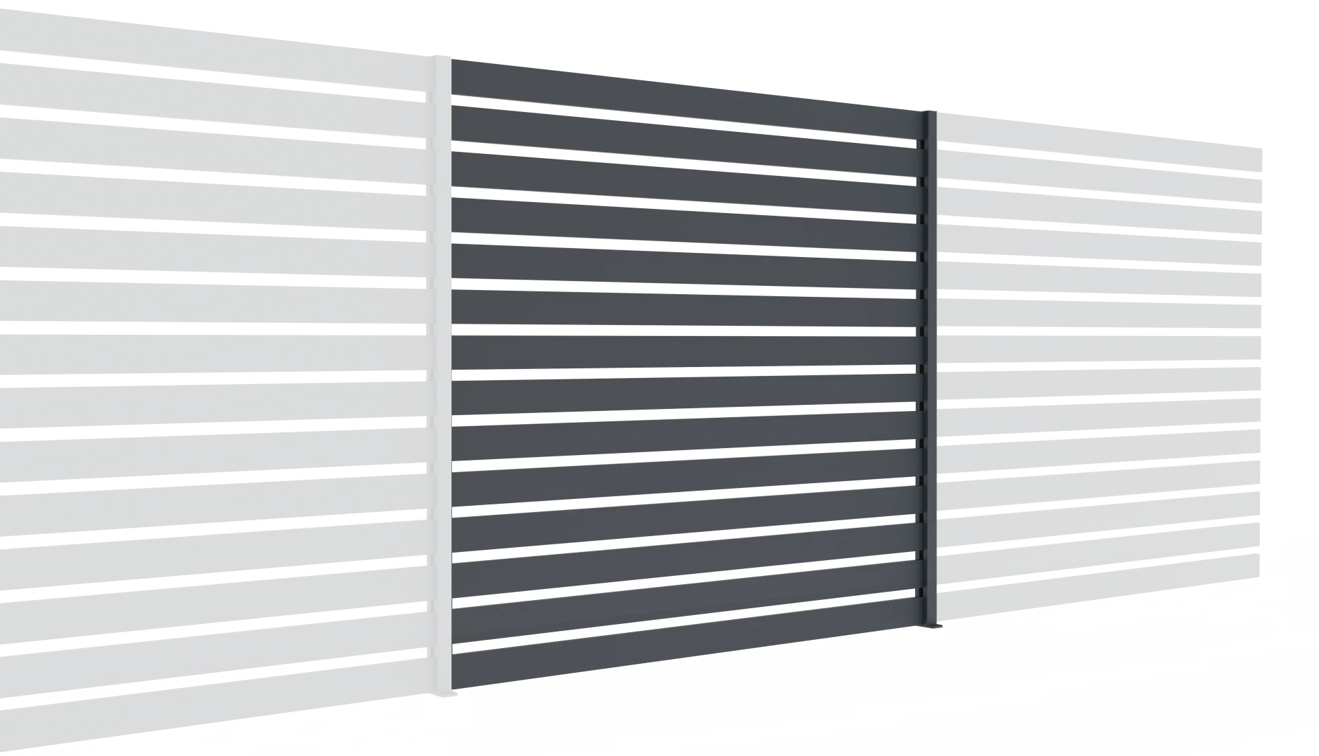 Aluminium Fence assembly with a slat 20x100, 1,85x2m