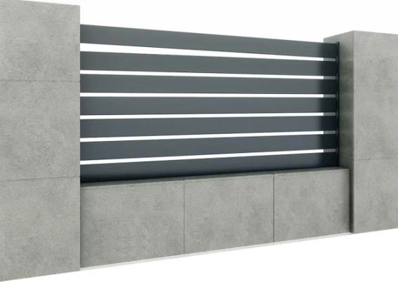 Aluminium fence assembly with a slat 20x120, 1.2x2,5m