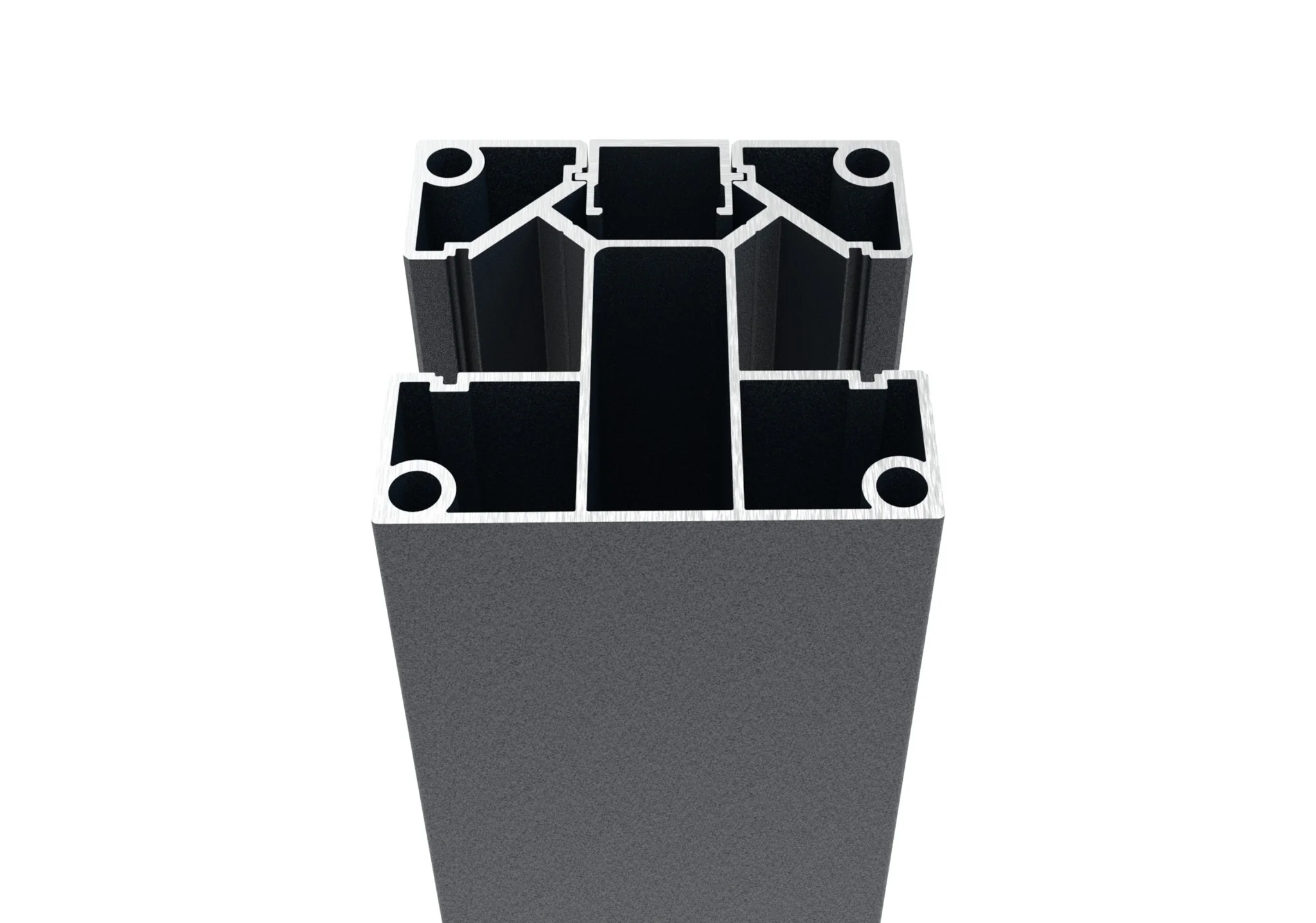 Set of aluminum fence post 70 × 70 mm – 2.0 m – Anthracite RAL 7016 – for 20 mm wide infills