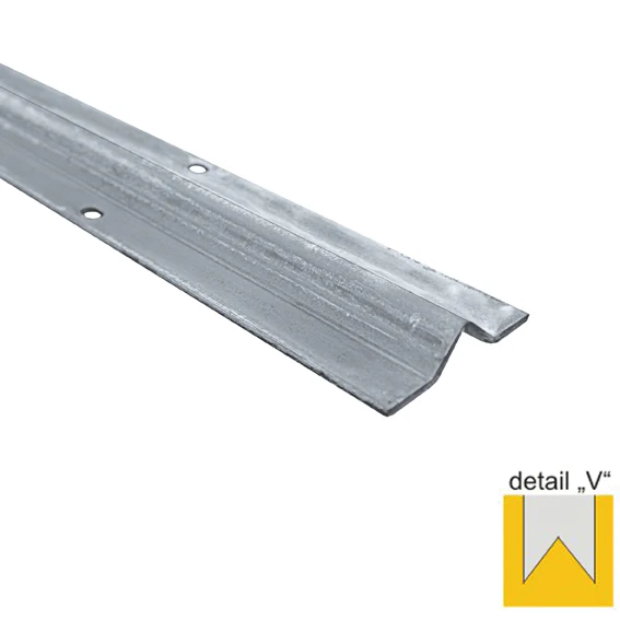 Bottom guiding rail - V Zn, 59,5x14,5mm, t3mm, L3m - Image 2