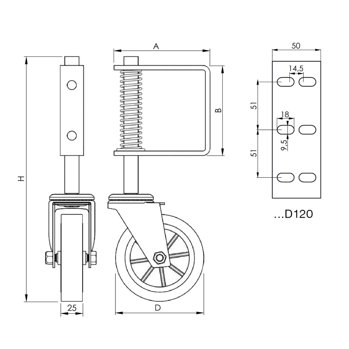 Bottom wheel for swing gates, with spring - Image 2
