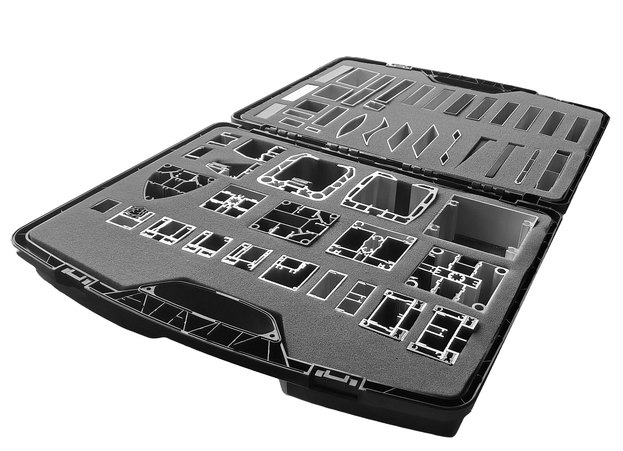 Briefcase representing gate and fence profiles, 440 x 346 x 120