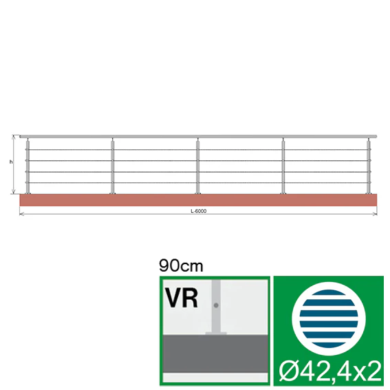 Cable railing AISI304, AISI304, D42,4/4xd5/H900/L6 - Image 2