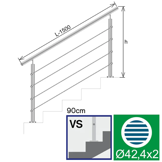 Cable railing AISI304, VR STAIRS AISI304, D42,4/4x - Image 2
