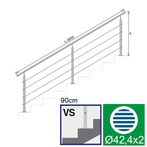 Cable railing AISI304, VR STAIRS AISI304, D42,4/4x - Image 2