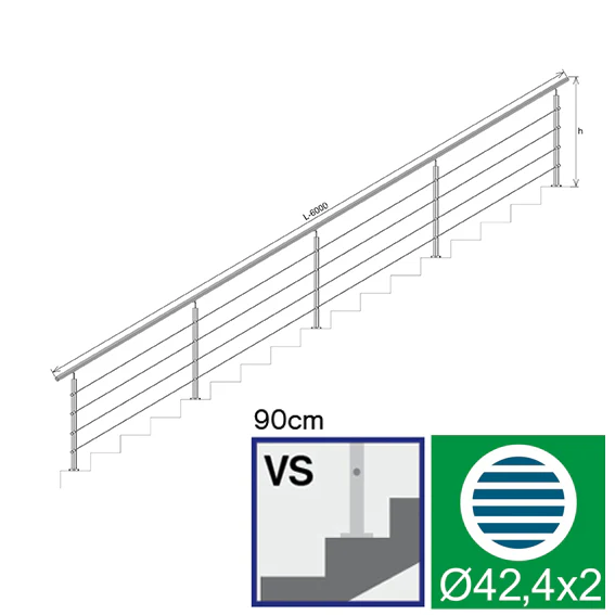 Cable railing AISI304, VR STAIRS AISI304, D42,4/4x - Image 2