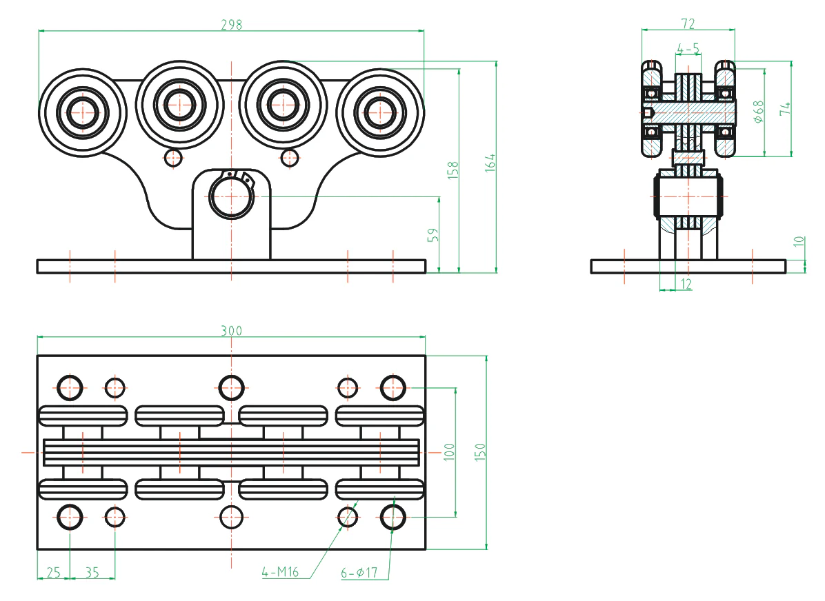 Cantilever gate carriage Zn, profile 94x85mm - Image 3