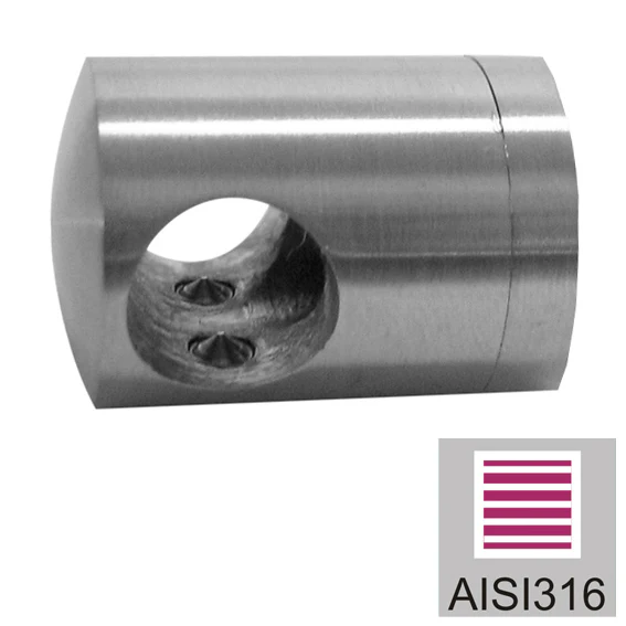 Crossbar holder - polished AISI316, 40x40x2/d10mm