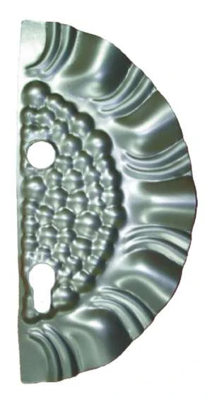 Decorative right gate plate 265x125, t1.2, d19, 9