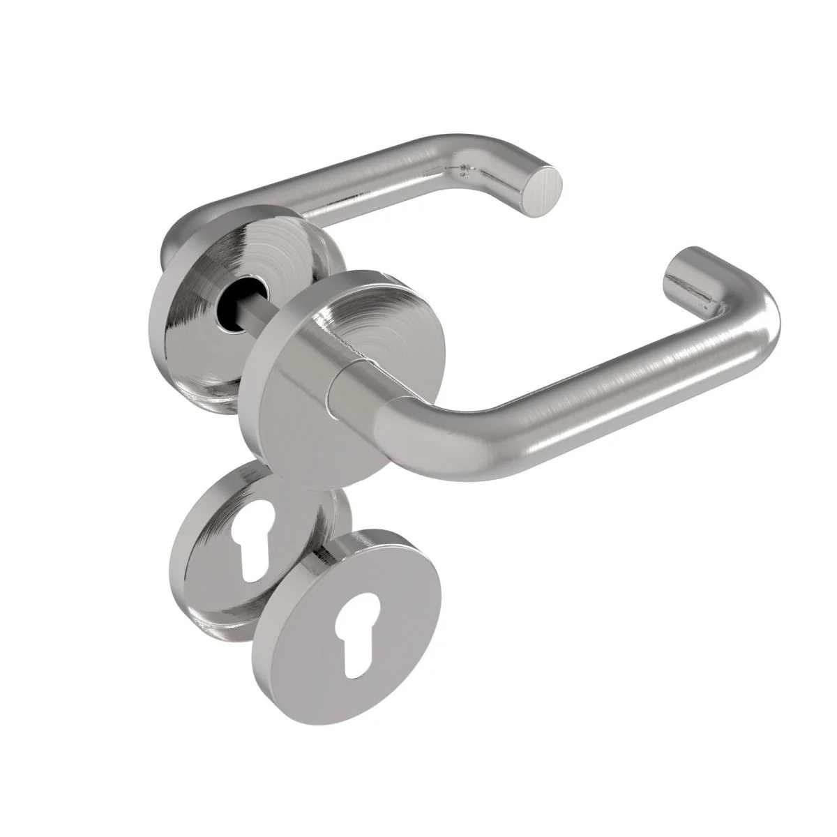 Door handle with plate, pair AISI 304, K320