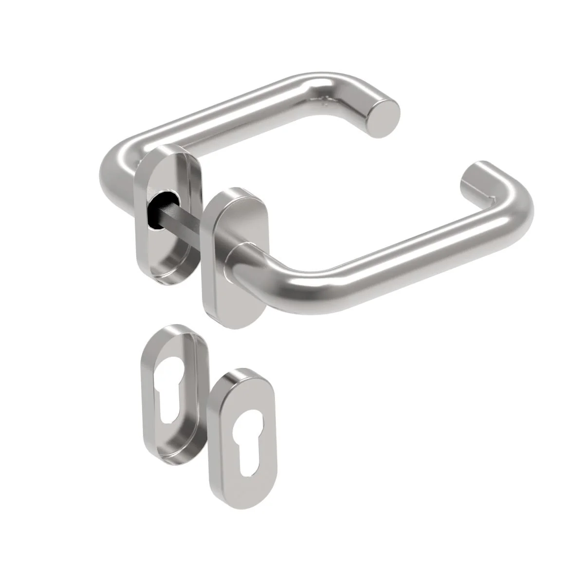 Door handle with plate, pair AISI 304, K320