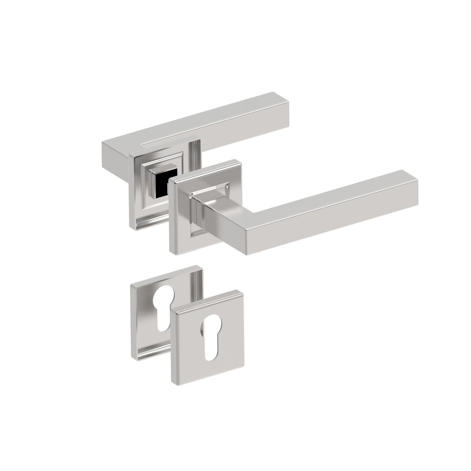 Door handle with plate, pair AISI 304, K320