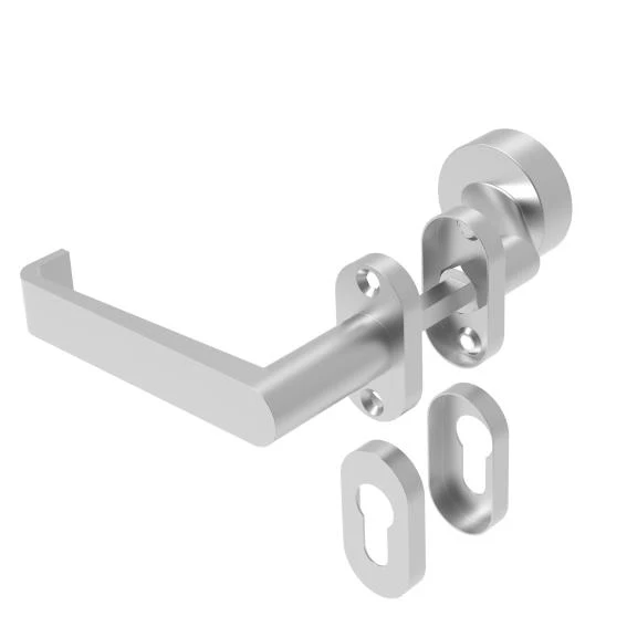 Door handle with plate, pair AISI 304, K320, L135m
