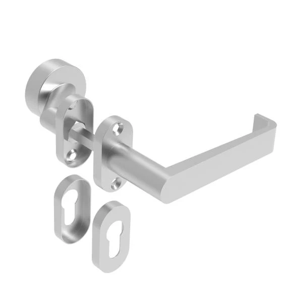 Door handle with plate, pair AISI 304, K320, L135m