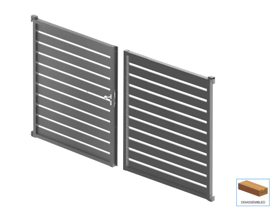 Double-wing aluminium gate 3.92x1.85m with 20x100 R7016 filling - set