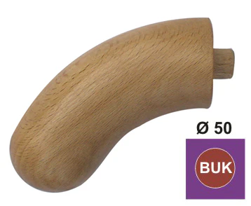 End elbow with half-ball - unpainted. BEECH 