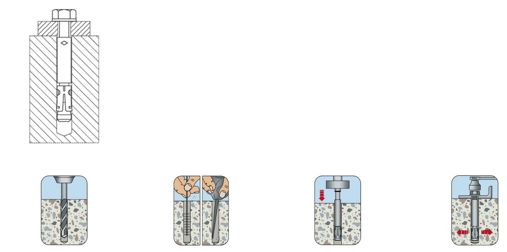 Female thread fixing bolt anchor FAZ-IG M10 - Image 2