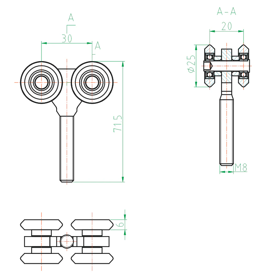 Gate roller track Zn, profile 33x34mm - Image 3