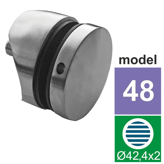 Glass holder model 48 AISI304, D42,4x2/D70/H10/T8- - Image 2