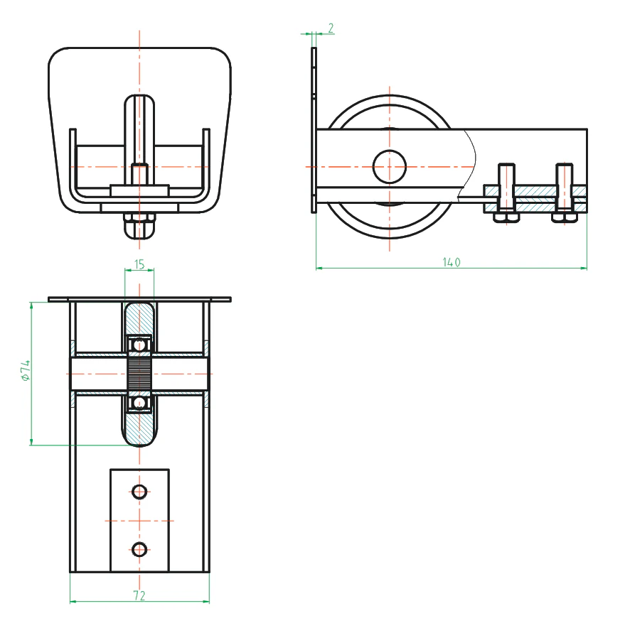 Guide wheel Zn, profile 94x85mm - Image 5