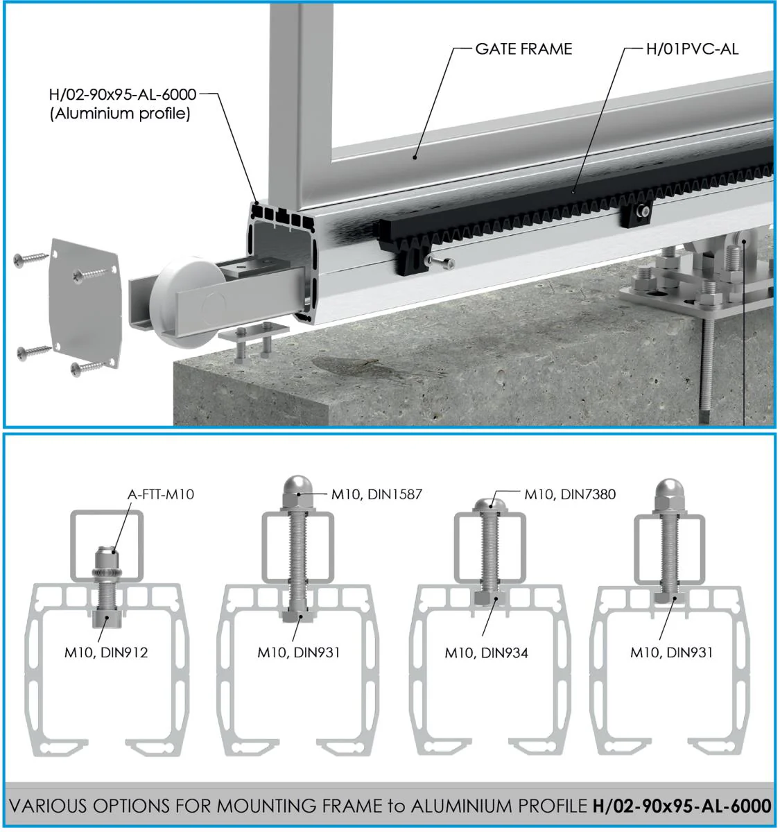 Guiding bottom profile AL, 90x95mm, L6m, RAL7016 - Image 2