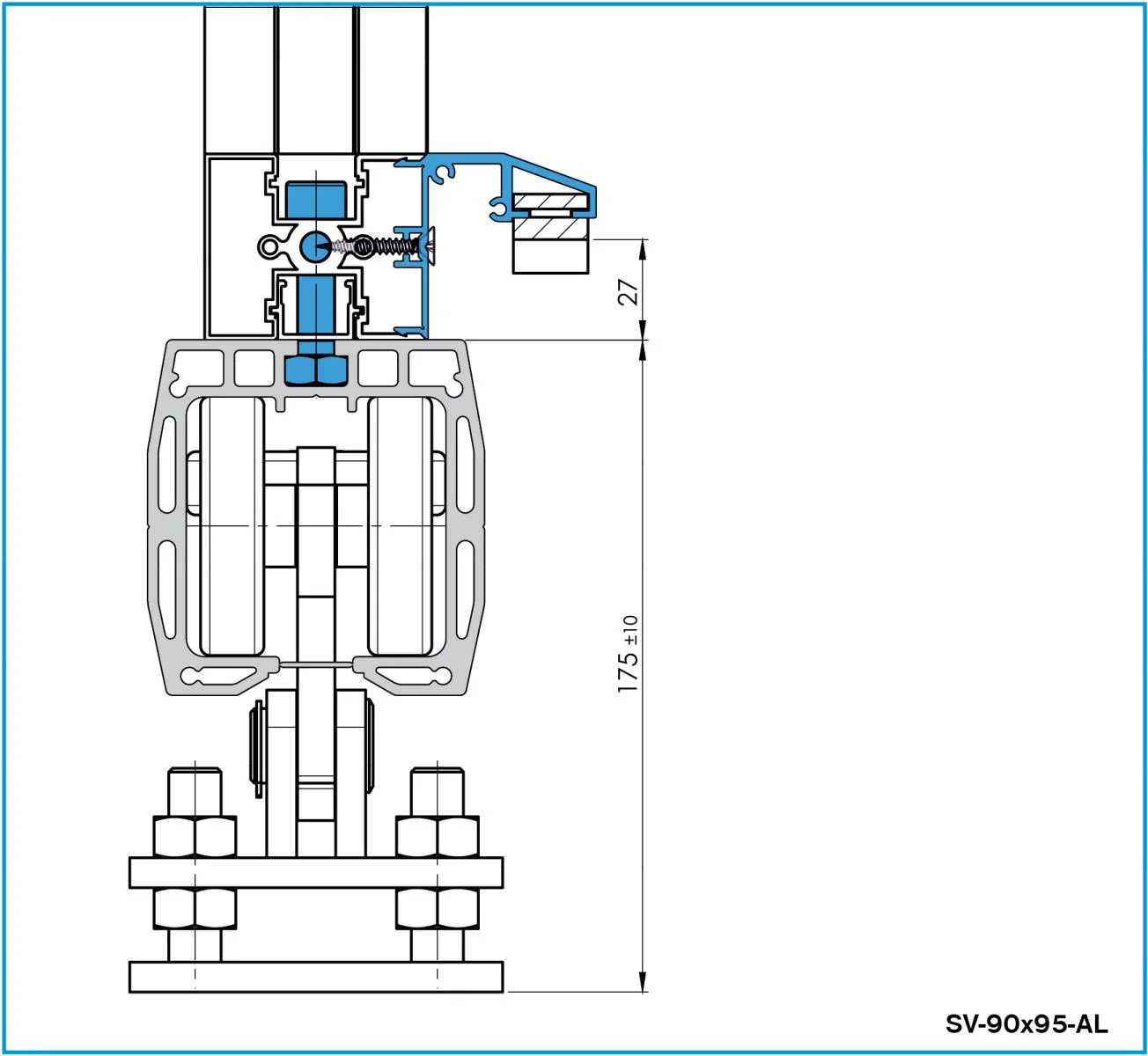 Guiding bottom profile AL, 90x95mm, L6m, RAL7016 - Image 3