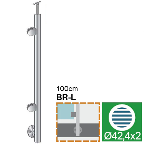 Inox pole - side anchoring, straight - left - Image 2