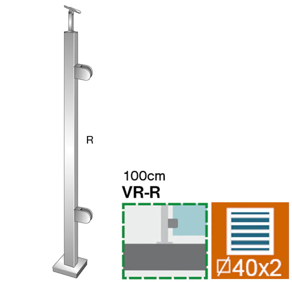 Inox pole, VK-straight, right AISI304, 40x40x2/2xm - Image 2