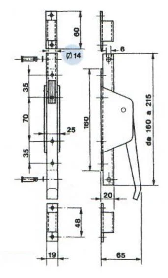 Lever closure with lock Zn, L160mm - Image 2
