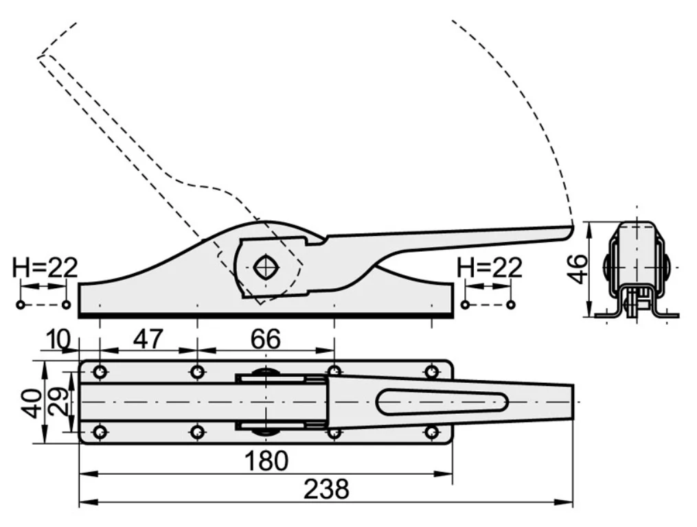 Lever closure, Zn, L180mm - Image 3
