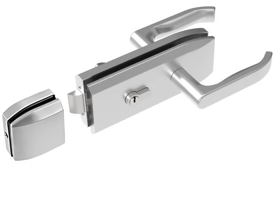 Lock for glass door inox + counterpart