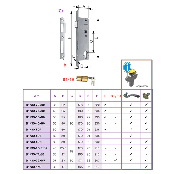 Lock for JP profiles 30x30mm - Image 3