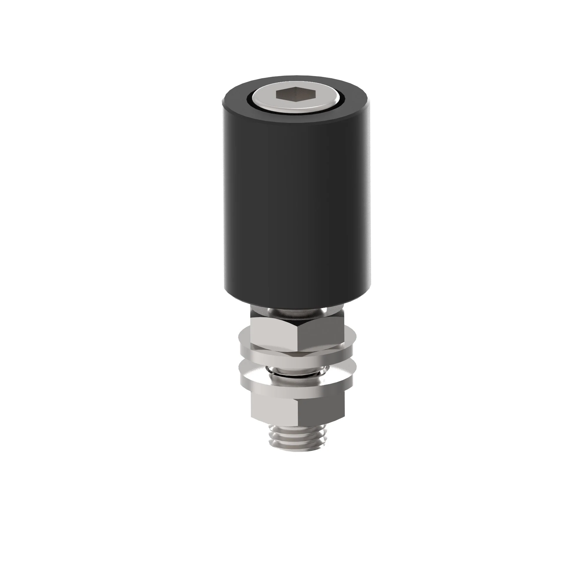 Plastic wheel - white Zn, D30mm, M12, black