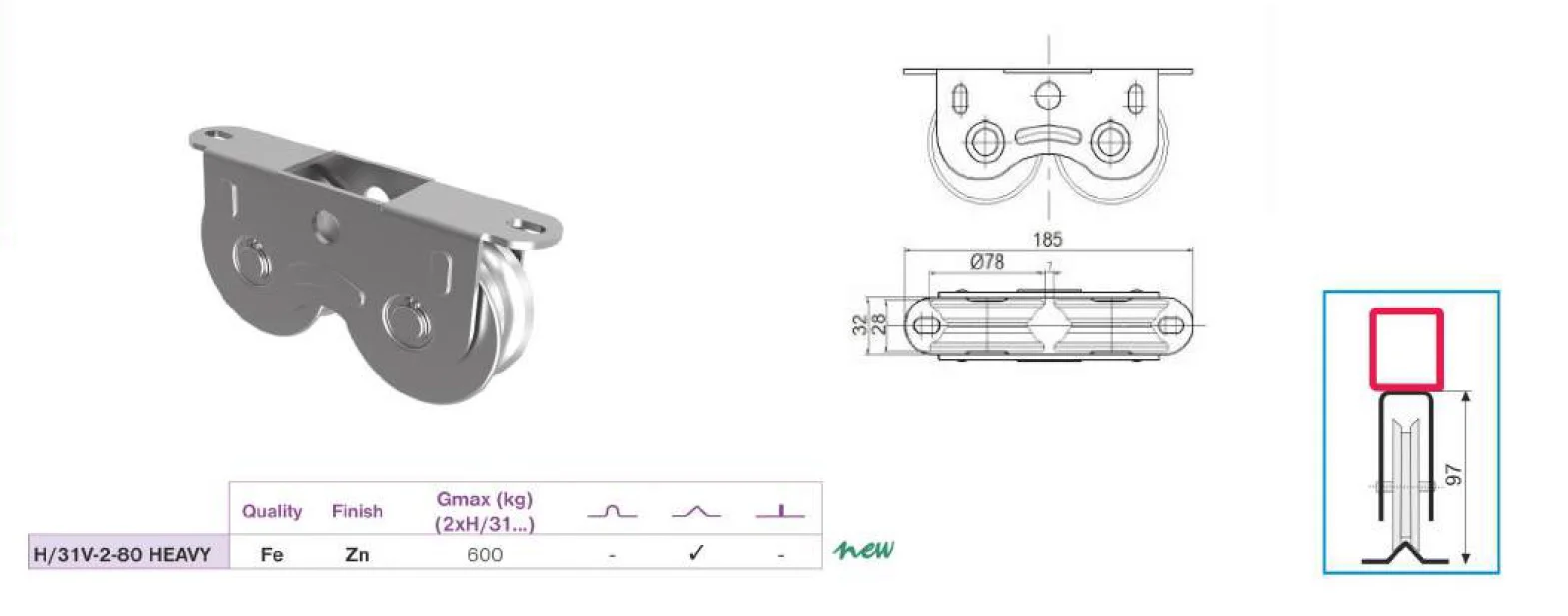 Push-up pulley - complete D80 - Image 2