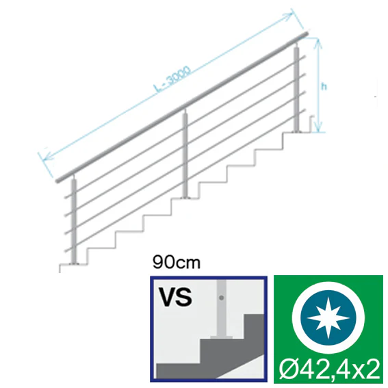 Railing AISI304-polished, VR STAIRS AISI304, D42,4 - Image 2
