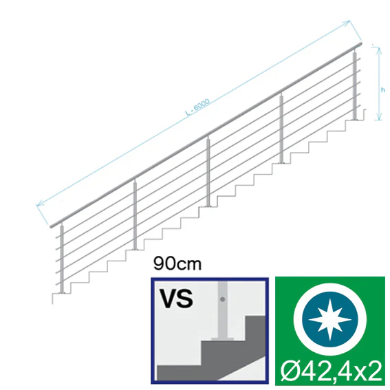 Railing AISI304-polished, VR STAIRS AISI304, D42,4 - Image 2