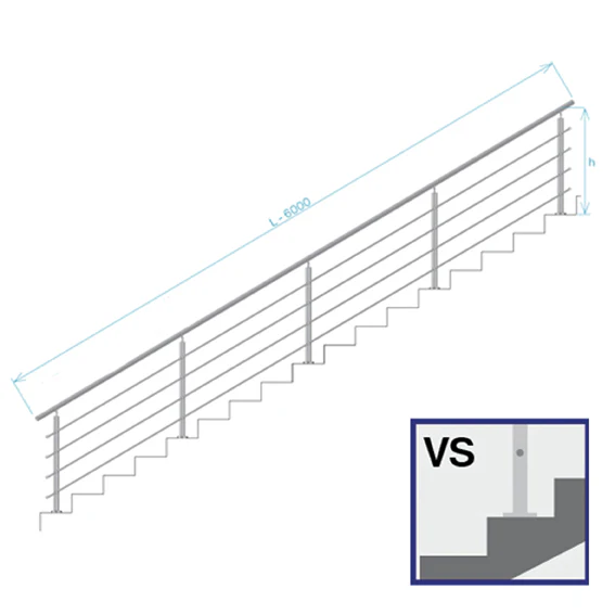 Railing AISI304, VR STAIRS AISI304, D42,4/5xd12/H1 - Image 2