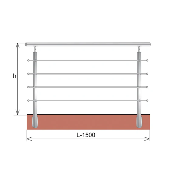 Railing JP, BR AISI304, 40x40x2/4xd12/H900/L1500mm