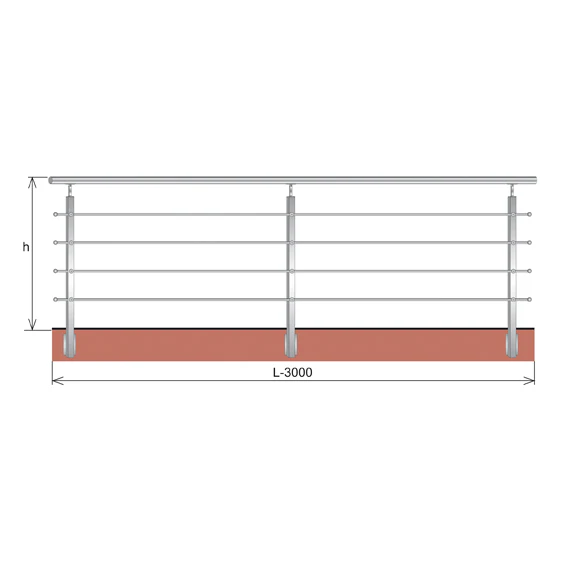Railing JP, BR AISI304, 40x40x2/4xd12/H900/L3000mm