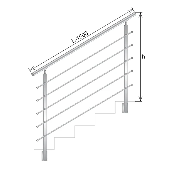 Railing JP, BR STAIRS AISI304, 40x40x2/4xd12/H900/
