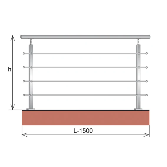 Railing JP, VR AISI304, 40x40x2/4xd12/H900/L1500mm