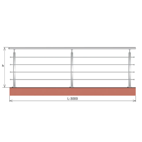 Railing JP, VR AISI304, 40x40x2/4xd12/H900/L3000mm