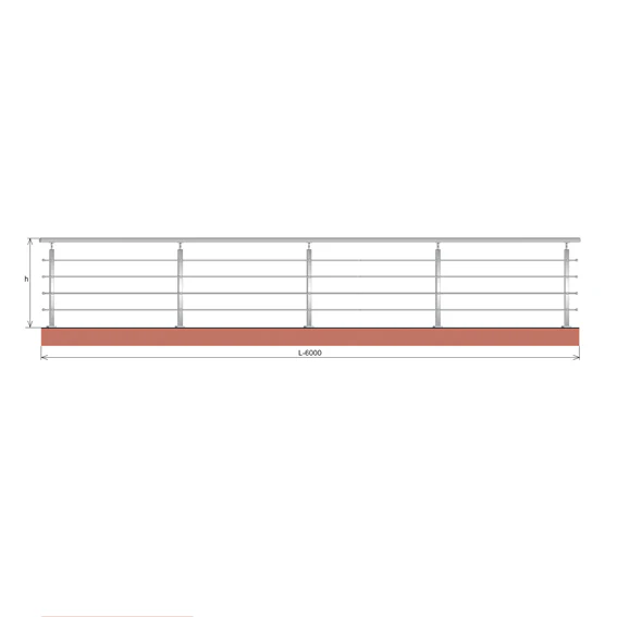 Railing JP, VR AISI304, 40x40x2/4xd12/H900/L6000mm