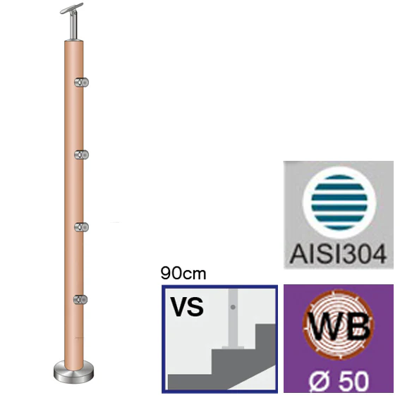 Stake BEECH (BUK) D50mm, 4xd12mm, h=90cm, VK-Scho  - Image 2