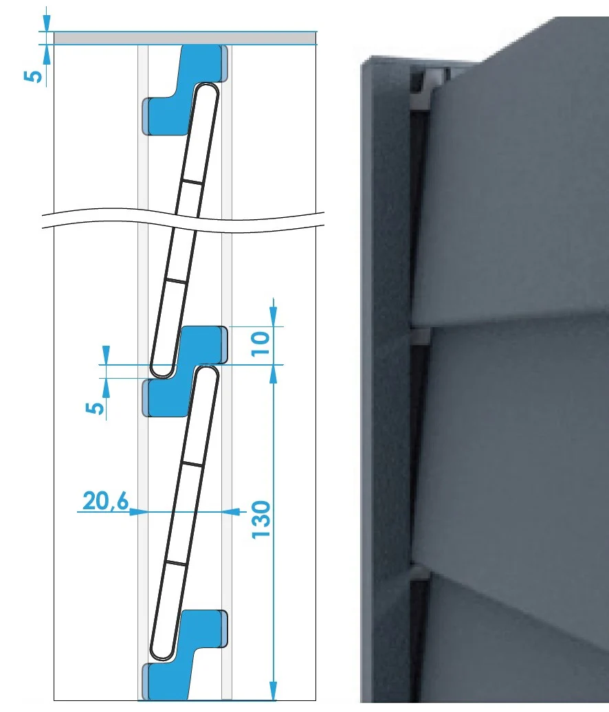 Separator element for slat filling 8x120mm - Image 2