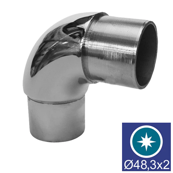 Stainless steel flush angle AISI304, D48,3x2mm/90° - Image 2